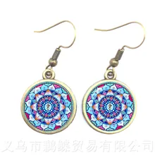 2018 Nova Chegada Brincos de Mandala OM Símbolo Budismo Zen Retro Jóias Brincos Moda Mulheres Compras Online India(China)