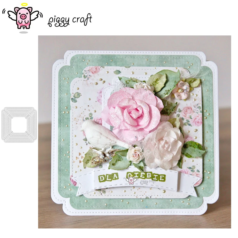 

Piggy Craft metal cutting dies cut die mold Irregular square frame Scrapbook paper craft knife mould blade punch stencils dies