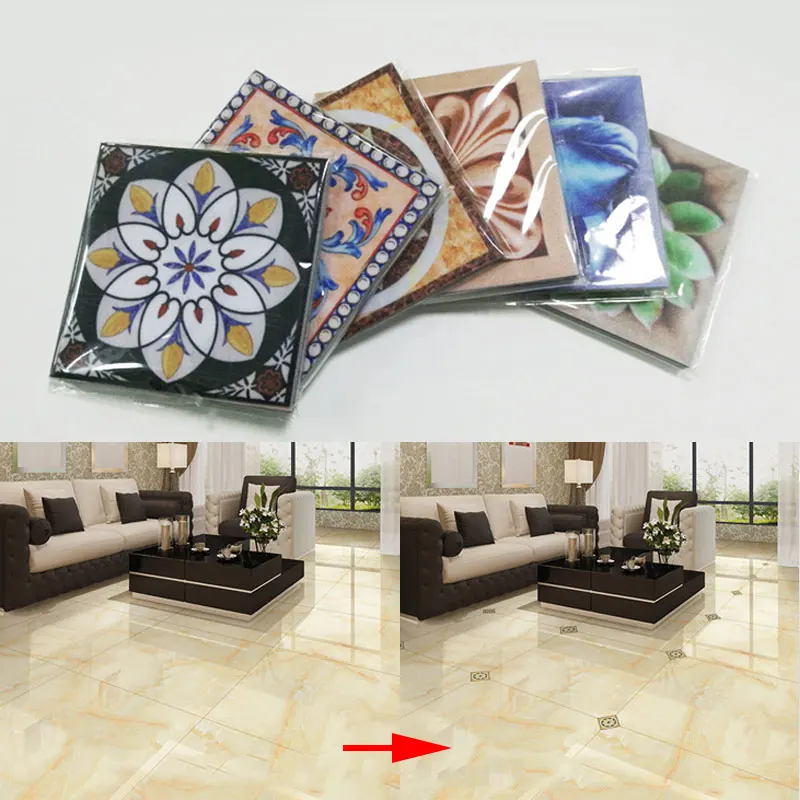10 قطعة/المجموعة PVC للماء المرحاض المعيشة غرفة نوم لاصق أرضيات 3D السيراميك بلاط ملصقات DIY المنزل الديكور J2Y