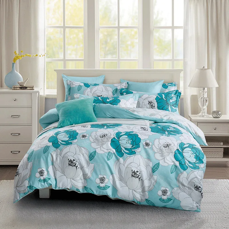 

4pcs Bedding Set Beautiful Fresh Flowers Close To Nature Quality Life Design Bed Cover Sheet Pillow Case 100% Cotton 2 Size L/XL