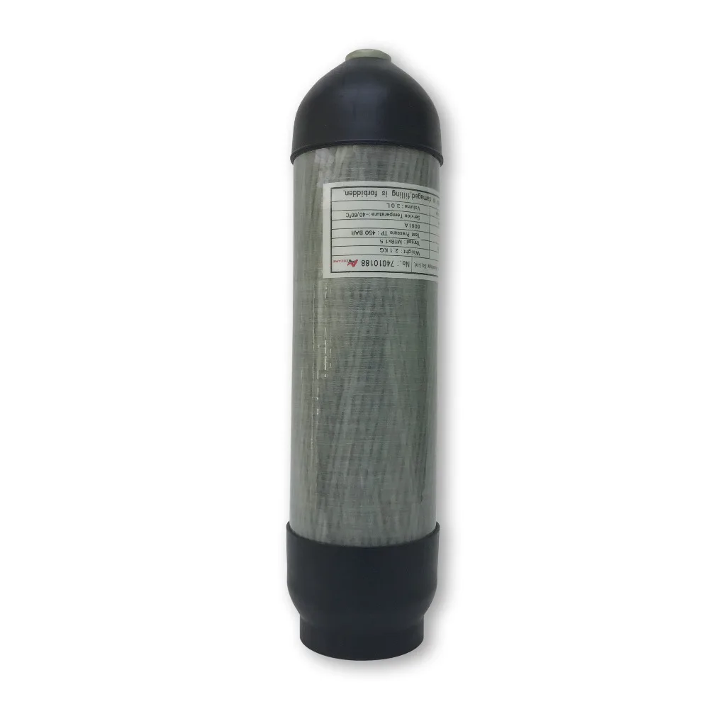 

Buy direct from China- 3L 4500Psi carbon fiber SCBA cylinder/Scuba Diving bottle with a pair of black protector rubber cups -V