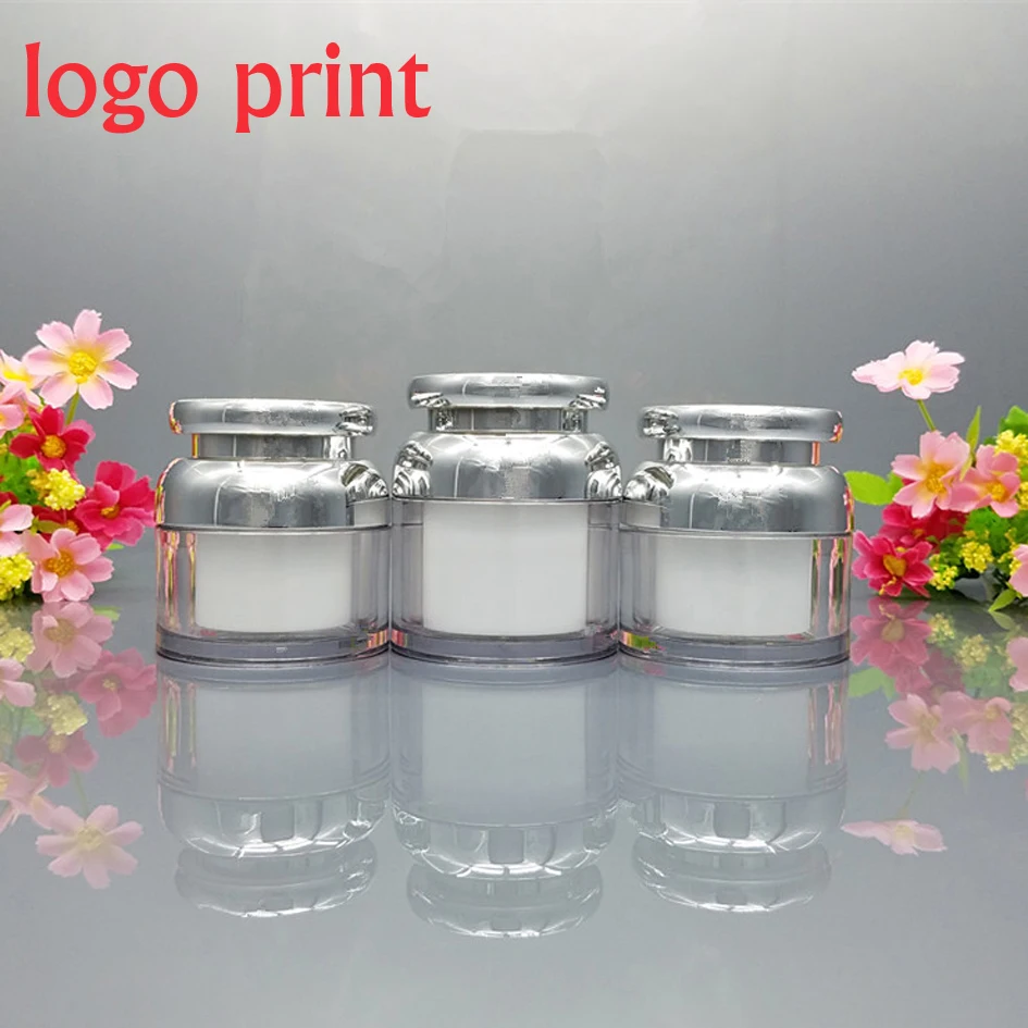 

50pcs/lot 30g 50g Cosmetic Container Cube Acrylic Jar Clear Cream Pot Makeup Sample Jars empty golden beauty cream container
