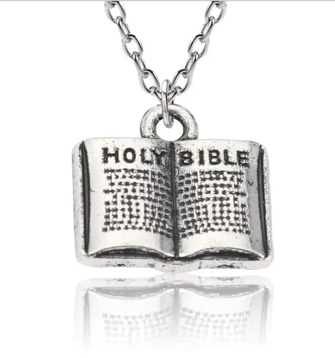 

Letter Holy Bible Pattern Pendant Necklace Jesus Christians Alloy Book Antique Silver Pendant Chain Drop Earrin Unisex Jewelry G