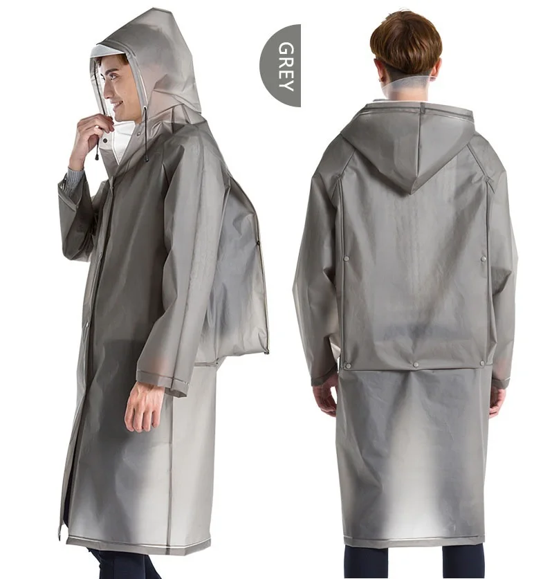 Кемпинг Походное пончо водонепроницаемые куртки для мужчин Открытый ветрозащитный Путешествия длинный непромокаемый плащ EVA непромокаемая одежда с капюшоном с рюкзаком положение - Цвет: Gray Long Raincoat