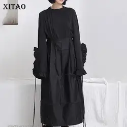[XITAO] для женщин Корея мода новый сплошной цвет Стенд воротник Свободная рубашка женский кисточкой однобортный Повседневная Блузка DLL2260