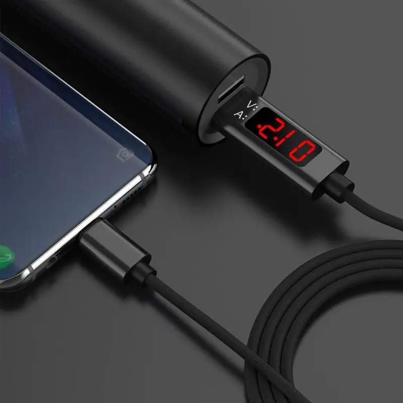 CatXaa черный цифровой дисплей ток напряжение светодиодный свет, usb-зарядка зарядный кабель для Micro usb type-c кабель для Xiaomi huawei