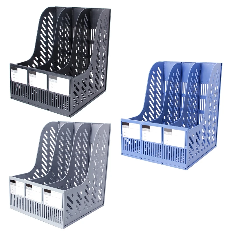 

3 Sections Desktop Magazine File Rack Paper Book Hold Office Document Tray Box