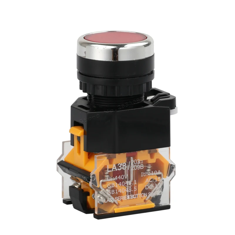 

22mm Maintained Flat Push Button Switch Automatic lock latching 1NO1NC Switch LA38-11BNZS