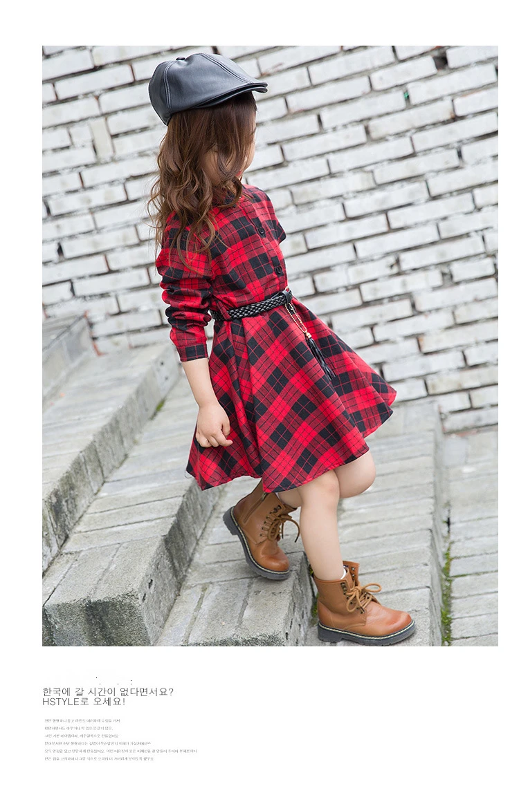 Teen Casual Girl Dresses 2018 Fashion Plaid Letter Kids Long Sleeve Clothes Spring Autumn Children Dress For Girls 3 to 13 Years (13)