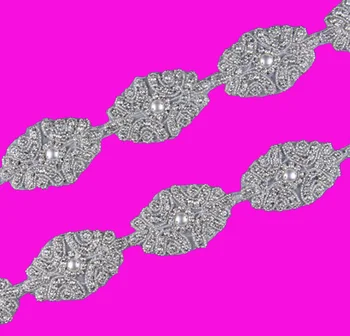 

10Yard Newly Unique Design Rhinestone Applique Trim Luxury Hot Fix Beaded Crystal Trimming For Girl Wedding/Bridal Headwear