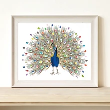 Пользовательское имя, дата, отпечаток пальца, гостевая книга DIY красочный павлин для помолвки и для свадьбы или «нулевого дня рождения» Украшения для дня рождения