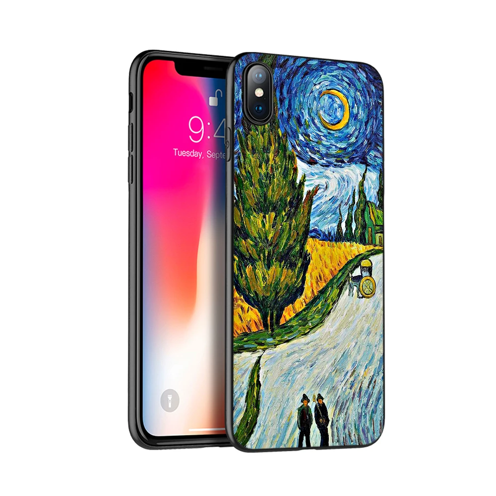 Чехол из ТПУ для iphone 5 черный силиконовый чехол 6 6s 7 8 plus x 10 XR XS 11 pro Max Van Gogh Tardis