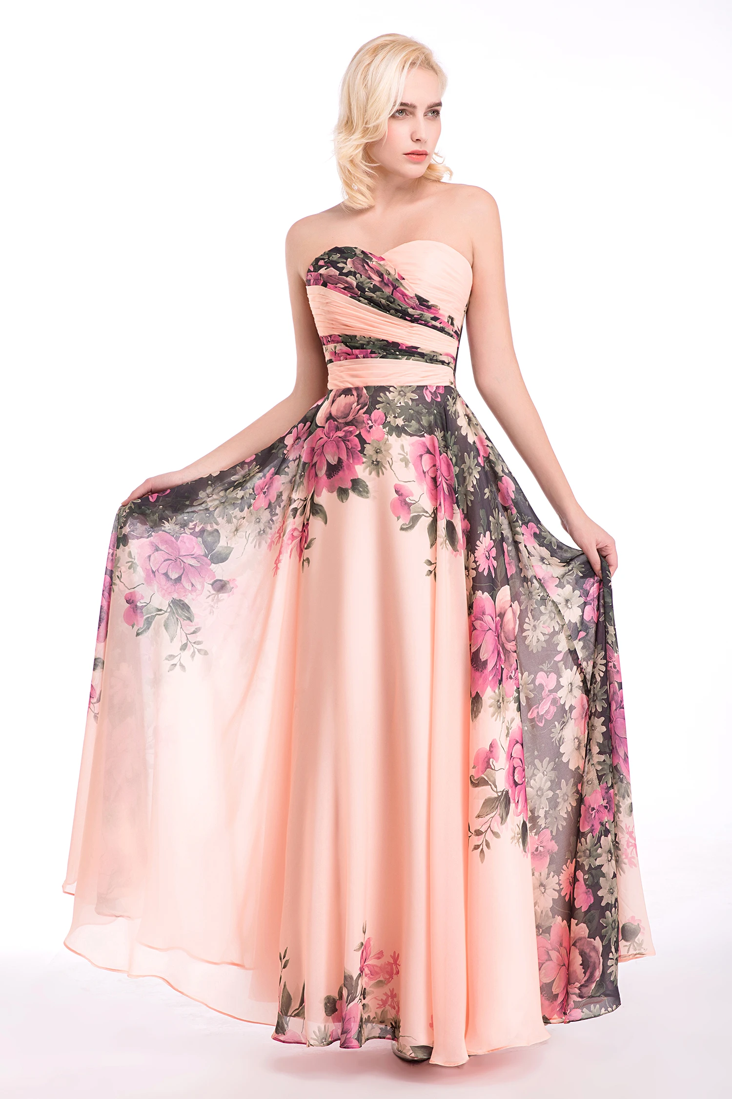 new style print chiffon tube top evening dress, aliexpress explosions