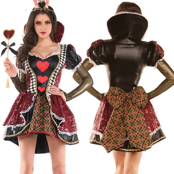 

Women's Alice In Wonderland Costume Red Queen of Hearts Costume Fancy Dress for Women Halloween Party Cosplay Costumes Adult