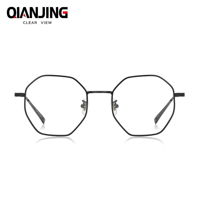 QianJing Brands Retro glasses frame men Japanese titanium Pure Hand