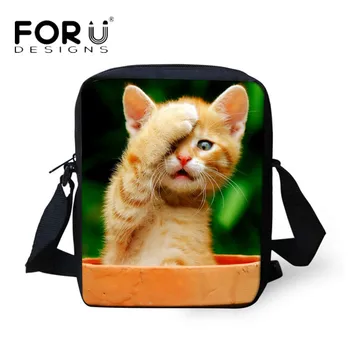 

FORUDESIGNS Wholesale Small Messenger Bag for Women Kawaii 3D Pet Cat Pattern Ladies Cross-body Bag Luxury Handbags Bolsas Mujer