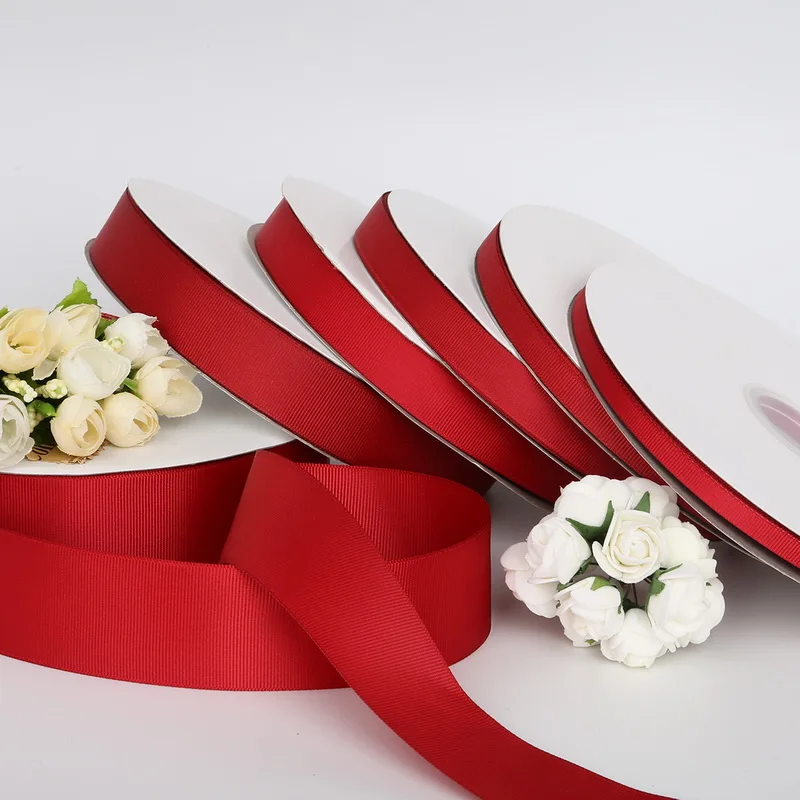 

7-38mm Grosgrain Ribbons DIY Handmade Crafts Supplies Wedding Birthday Party Decoration Gift Box Wrapping Dark Red Ribbon