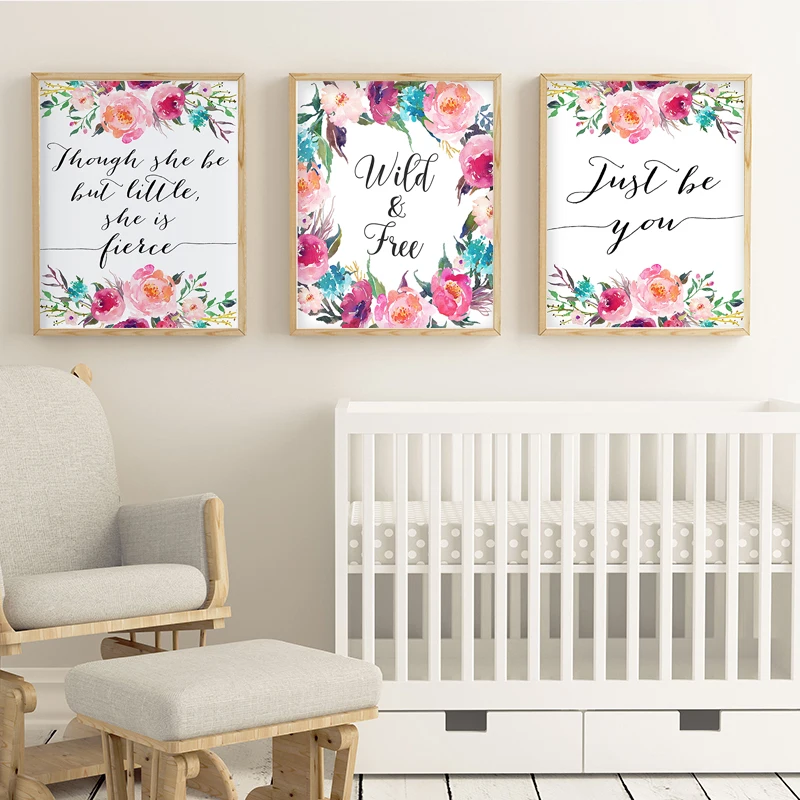 

Nordic Minimalist Coral Nursery Canvas Painting Floral Wall Art Quotes Posters Prints Home Decor Girls Kids Bedroom Decoration