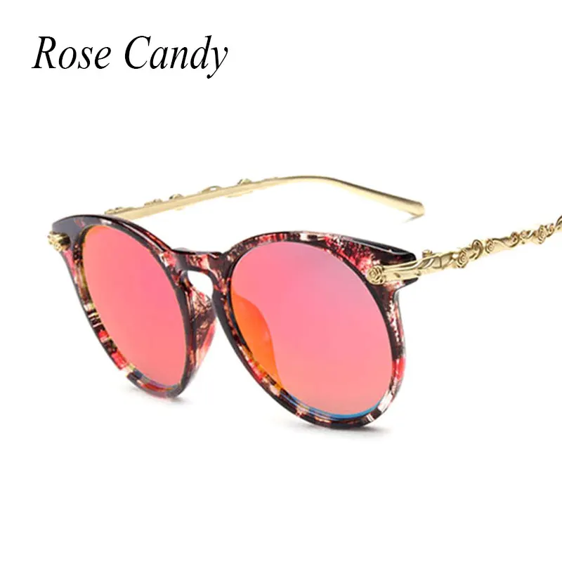 Rose Candy Fashion Female Brand Designer Sun Glasses New Luxury Queen Golden Rose Women