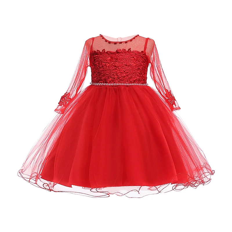 

Baby Girl Dress 2018 New Autumn Baby Clothes Long Sleeve New Year Dresses Red Princess Girls Clothing 1 years Birthday custumes