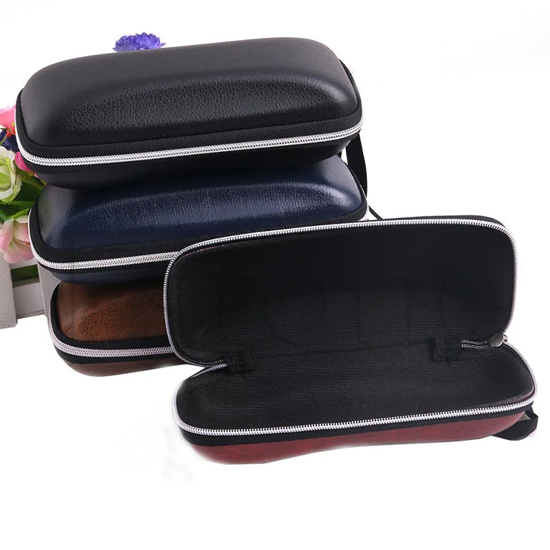 

Portable Leather Zipper Eye Glasses Sunglasses Clam Shell Hard Case Protector