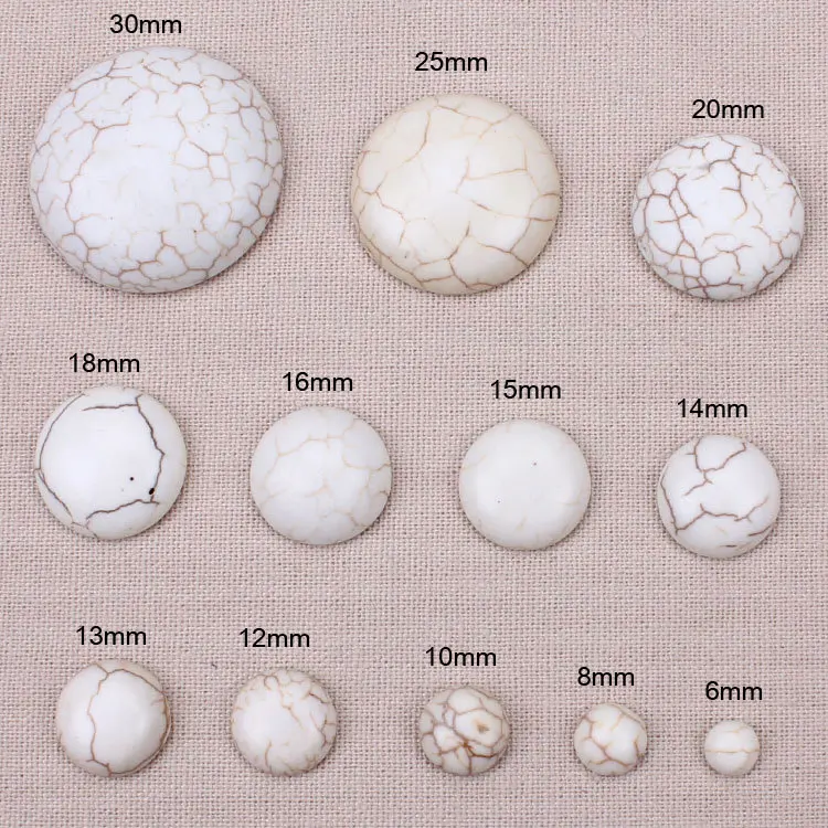 

10pcs/lot Half Round Flat Back Cabochons White Howlite Natural Stone Beads Accessories For DIY Jewelry Making