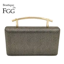 Boutique De FGG женская сумка-тоут с узором в елочку, вечерние и дневные клатчи, сумочка с металлической ручкой, женская сумка через плечо с цепочкой