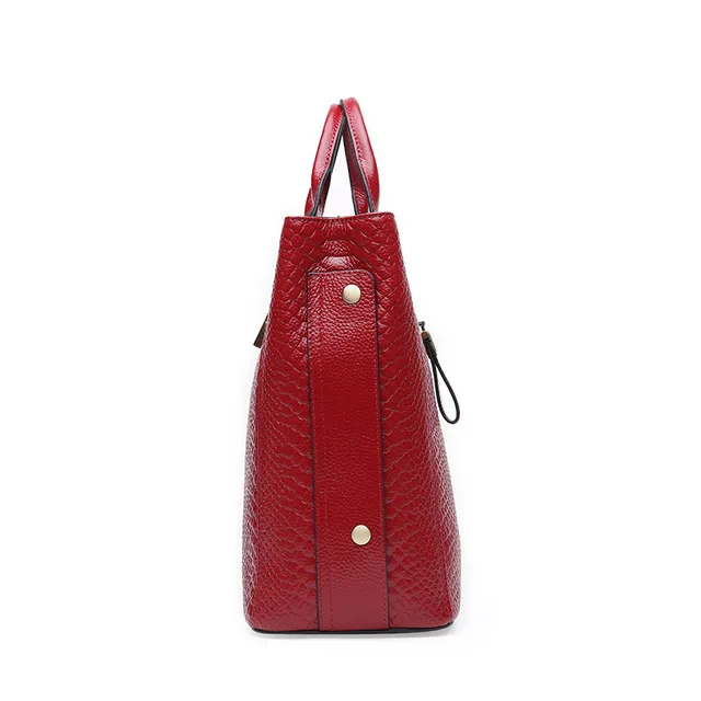  Rhyme Bag 2018 New Leather Simple Handbag Crocodile Pattern Suede Leather Women's Large Bag Shoulde