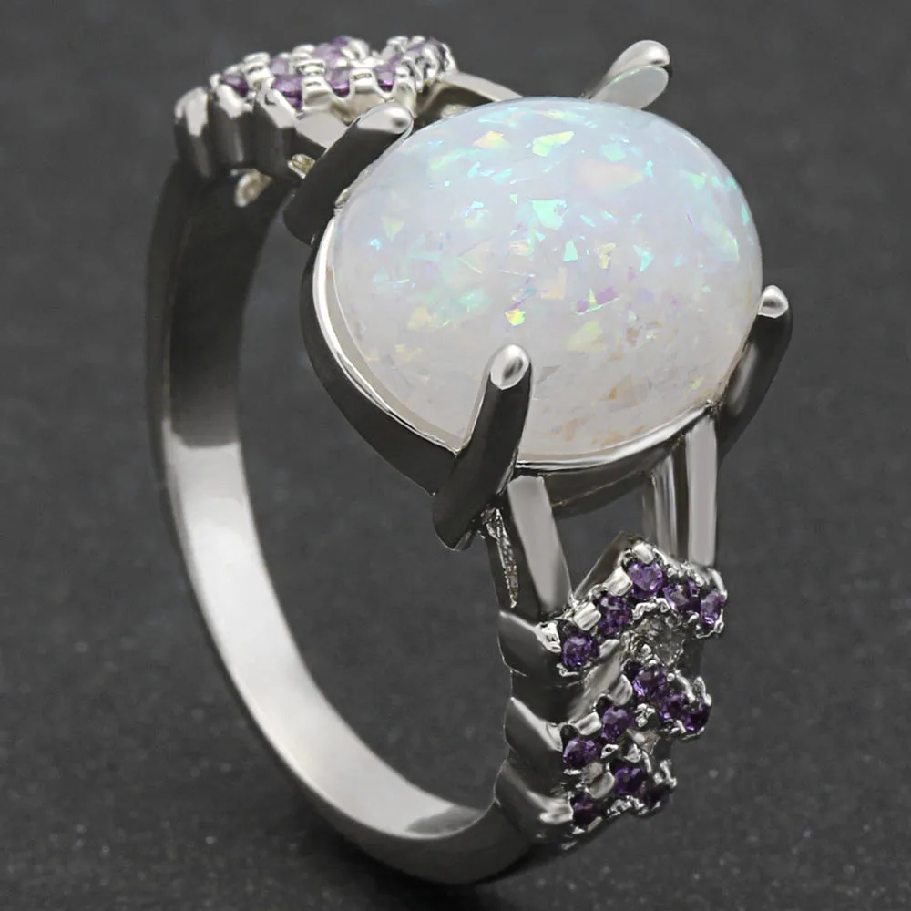 Кольцо Hainon женское серебряное с огненным опалом размер 6 10|crystal ring|ring wholesalewholesale rings