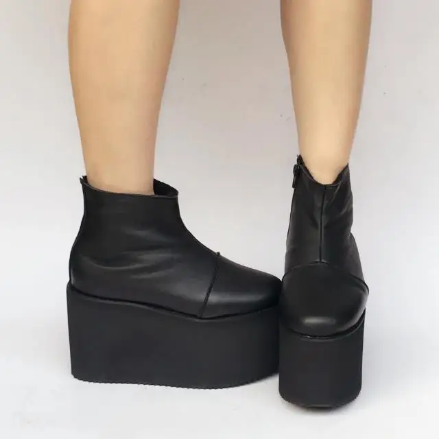 Cuero Zapatos Mujeres Princesa Fondo Y Black An1382 Punk 1 Las Grey Muffins Botas Sharp Dulce Casual Invierno dark Grueso De Moda ppqfC