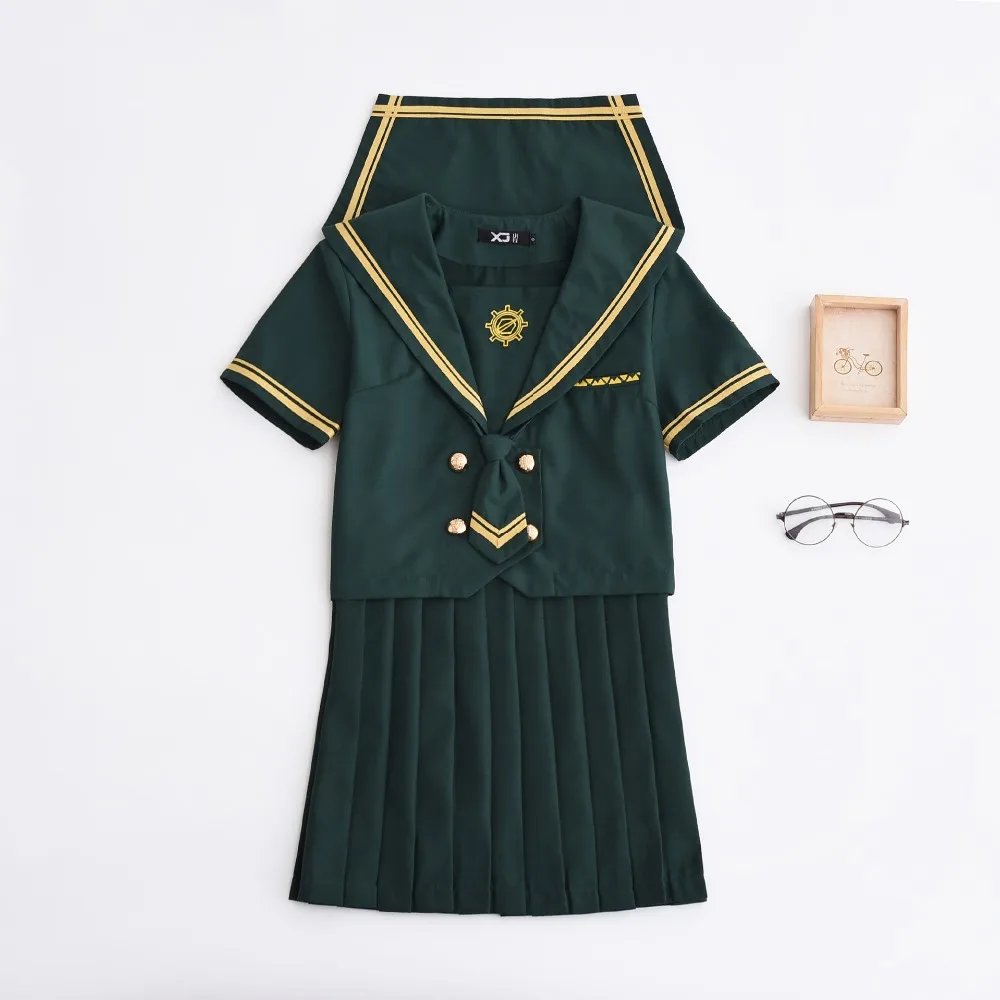 Новое поступление Японский Школьный зеленый костюм моряка Hackbuteer нарукавники JK Униформа хор британская школьная форма для девочек комплект S-XXL