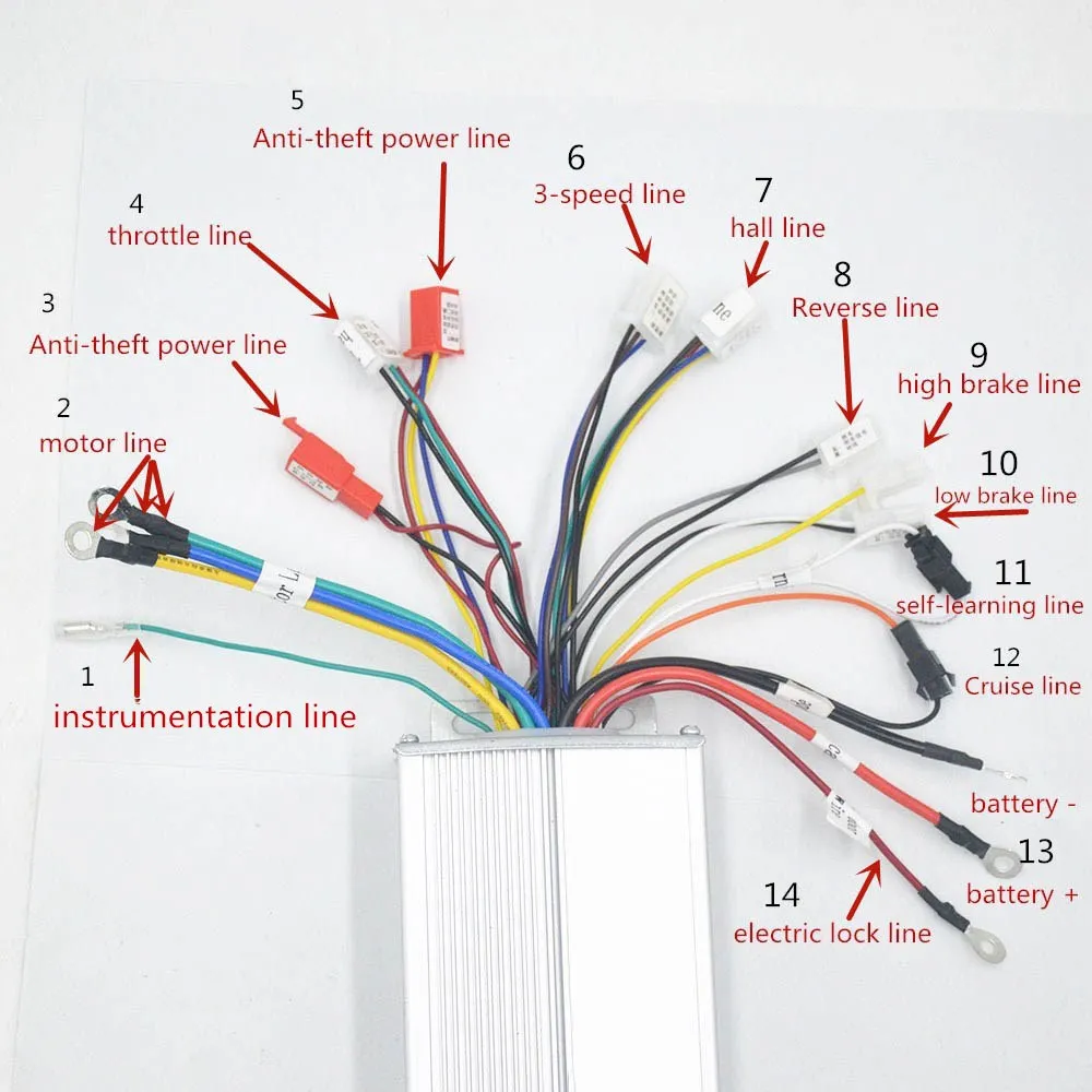 Cheap 48V to 64V 1500W 45A Sensor/Sensorless Brushless ebike Controller with reverse for e-bike/Scooter/Motorcycle Controller 1000w 4