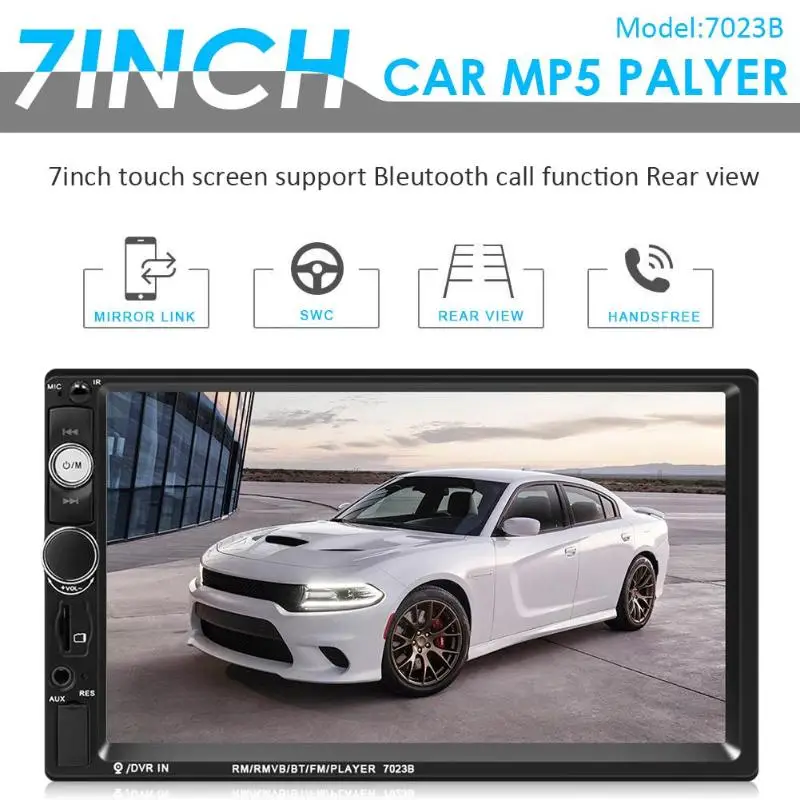 7023B Bluetooth стерео 7 дюймовый USB AUX радио головное устройство с рамкой +