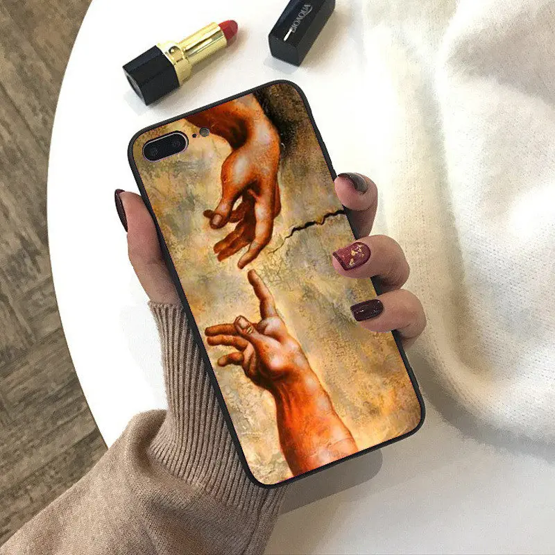 Арт Фреска Микеланджело создание черный чехол для телефона из мягкого силикона ТПУ с рисунком чехол для iPhone 5S, se, 6, 6s 7 8 X S XR Max чехол Крышка - Цвет: TPU