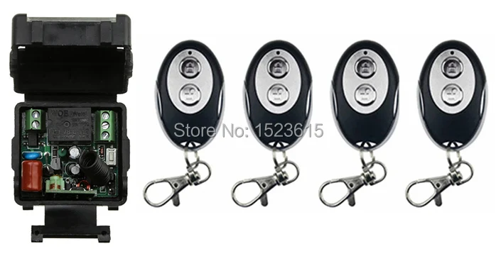 New AC220V 1CH RF Wireless Mini Switch Relay Receiver 4pcs ellipse shape Transmitters for Appliances Gate