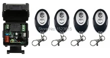 New AC220V 1CH RF Wireless Mini Switch Relay Receiver 4pcs ellipse shape Transmitters for Appliances Gate