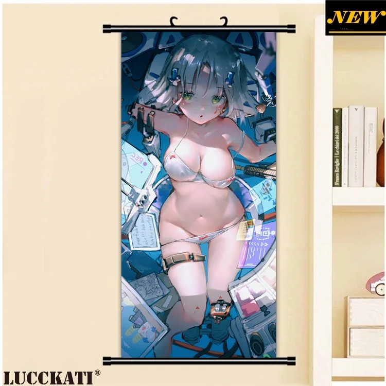 45X95CM Girls Frontline see through bra bikini sexy loli cameltoe cartoon anime wall picture mural poster scroll canvas painting | Дом и сад