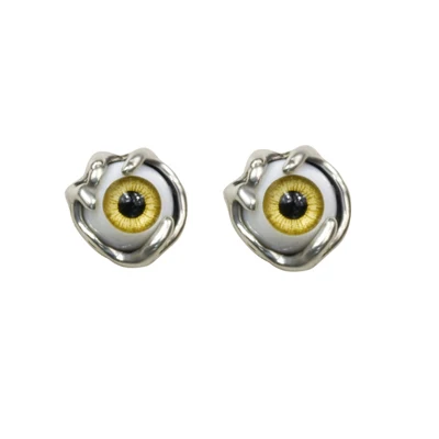 Pure 925 Sterling Silver Yellow Eyeball 