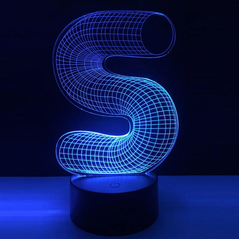 REMOTE S INITIAL NAME ALPHABET  3D LED BATTERY USB NIGHT LIGHT 7 COLOUR'S 