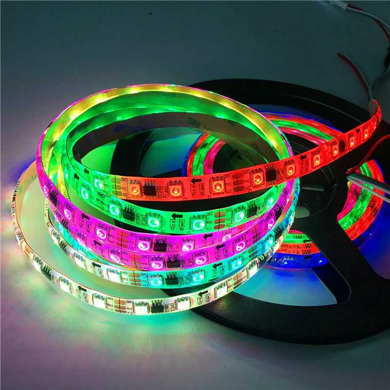 WS2811 5050 SMD RGB пикселей Светодиодная лента 60 Светодиодный s/m программируемое перенастраиваемое светодиодное освещение 0,5 м 1 м 2 м 3 м 4 м 5 м 12 В полноцветная светодиодная лента лампа