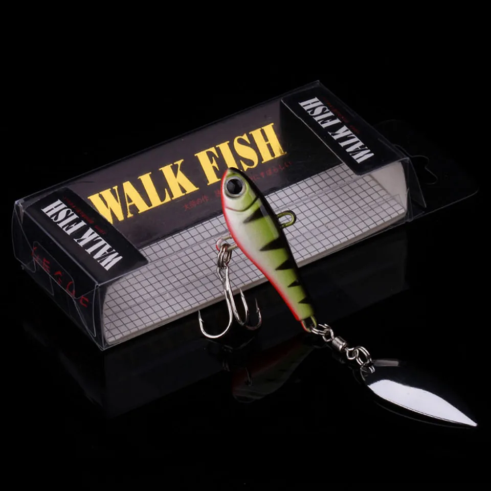 WALK FISH 1 шт. Металлическая Ложка Vib рыболовная приманка блестки Спиннербейт 21,8 г Тонущая вибрационная приманка с вращающимися спиннерами ложка приманка - Цвет: D 4