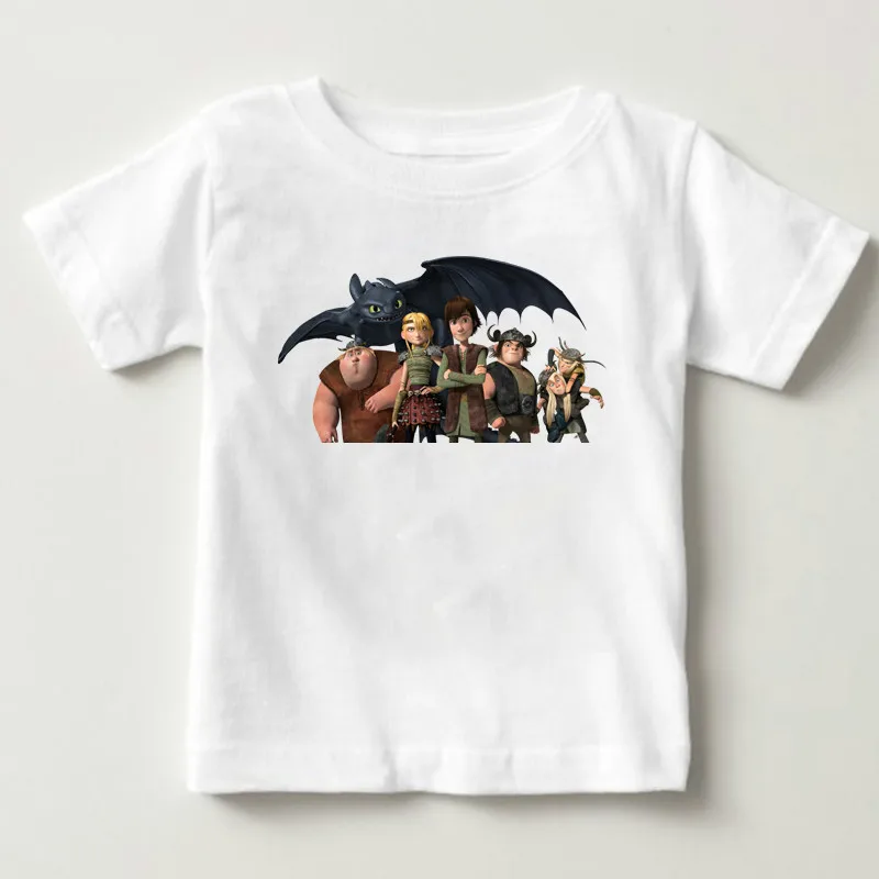 

2019 Pocket Toothless T-shirt Men Cute Tops How To Train Your Dragon Cartoon Tees Summer Children's white Clothes Tshirt