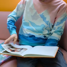 YIZISToRe casual O-neck couple sweatshirts for teenagers in VIEW series in 4 styles(FUN KIK) yizi canvas printed backpacks in parent child style for adults hot sale fun kik