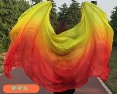 Натуральный шелковый шарф для танца живота красивый градиент цвета сценическое шоу шелковая Вуаль шали высокое качество - Цвет: Color 18