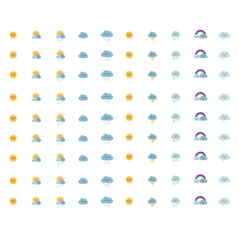 

1 PCS Cute Face Weather Icon Decor Kawaii Aesthetic Stickers Scrapbooking Cute Logo Staionery Back to School Supplies