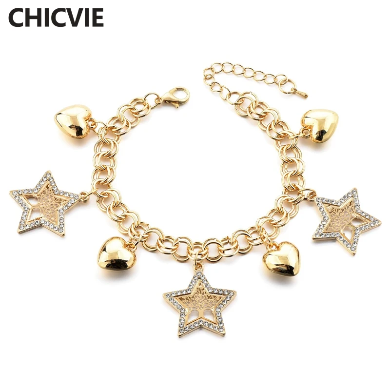 

CHICVIE Star Shape Snap Buttons Bracelet Life Tree Charm Bracelet & Bangle For Women Girl Friendship Chain Bracelets SBR180094