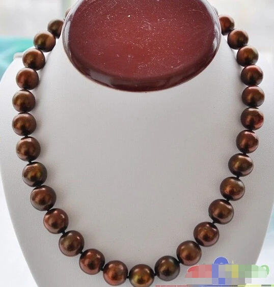 

HOT## Wholesale >>>> 17" 14mm coffee round freshwater cultured pearl necklace