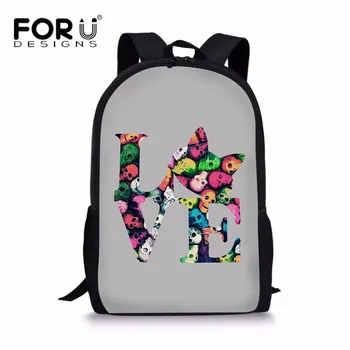 

FORUDESIGNS 16 Inch Cute Love Letter Printing Children School Bags Fashion Kids Animal Book Bags Casual Teenager Mochila Escolar