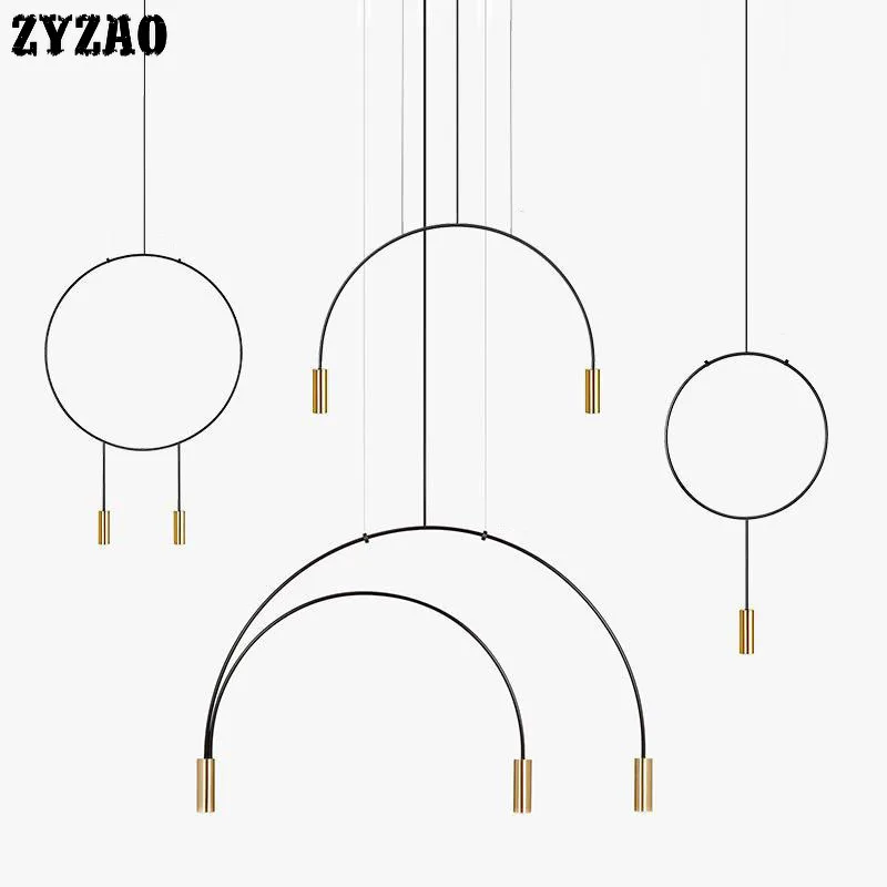 

Simple Iron Geometric Line Pendant Lights Nordic Designer Lamps Restaurant Bar Dining Room Cafe Kitchen Hanging Lamps Home Decor