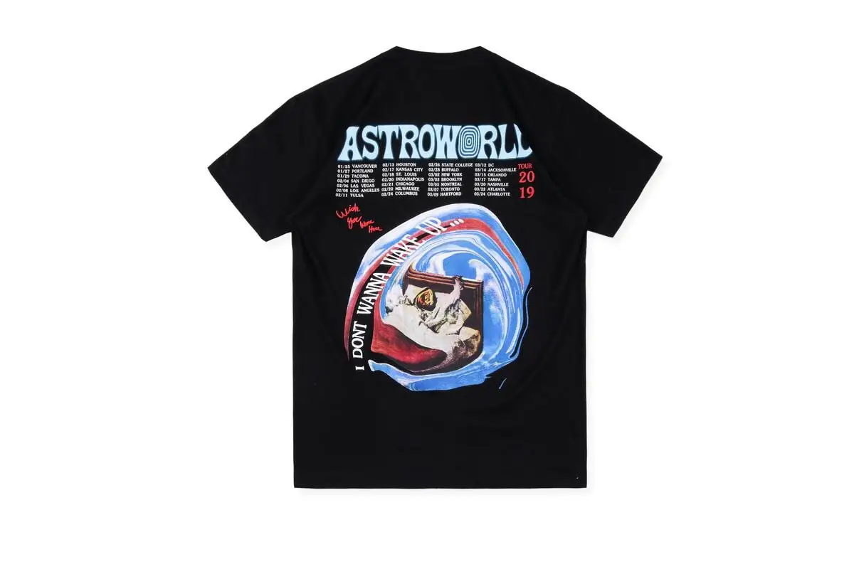 19SS ASTROWORLD TOUR Трэвиса Скотта я не хочу просыпаться футболки Трэвиса Скотта хип-хоп Уличная одежда Astroworld футболки для мужчин и женщин